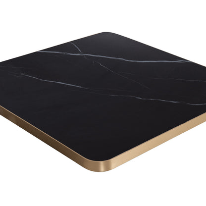 SINTERED STONE TABLE TOP BLACK MARBLE GOLD ALU FRAME 70x70cm