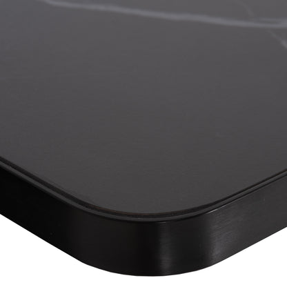 SINTERED STONE TABLE TOP SQUARE BLACK ALU FRAME 80x80cm