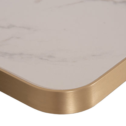 SINTERED STONE TABLE TOP SQUARE ALU FRAME GOLD 80x80cm