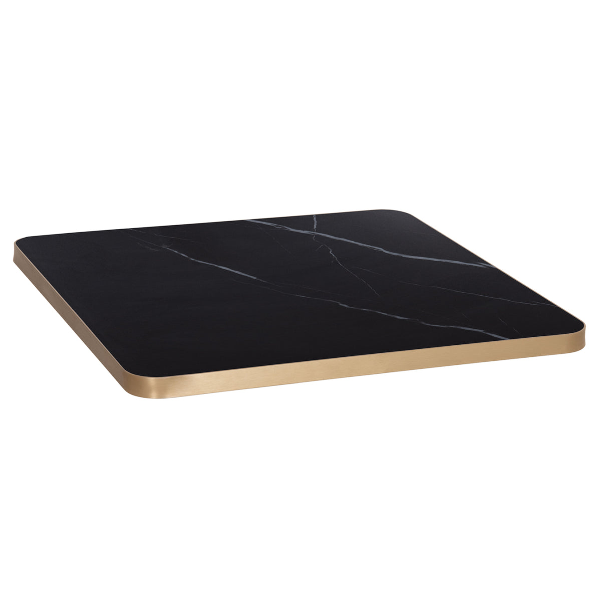 SINTERED STONE TABLE TOP BLACK MARBLE GOLD ALU FRAME 70x70cm