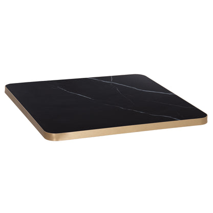 SINTERED STONE TABLE TOP BLACK MARBLE GOLD ALU FRAME 70x70cm