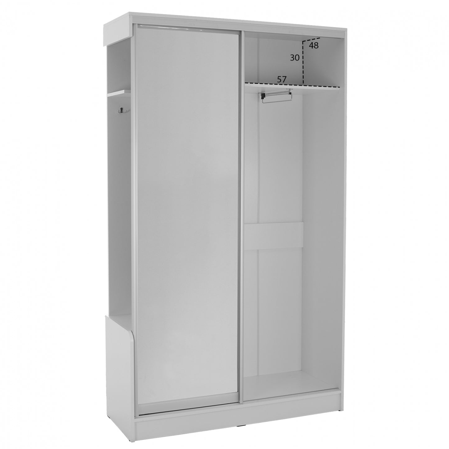 DULCE WHITE ENTRANCE FURNITURE WITH SLIDING WARDROBE & MIRROR 118x45x210