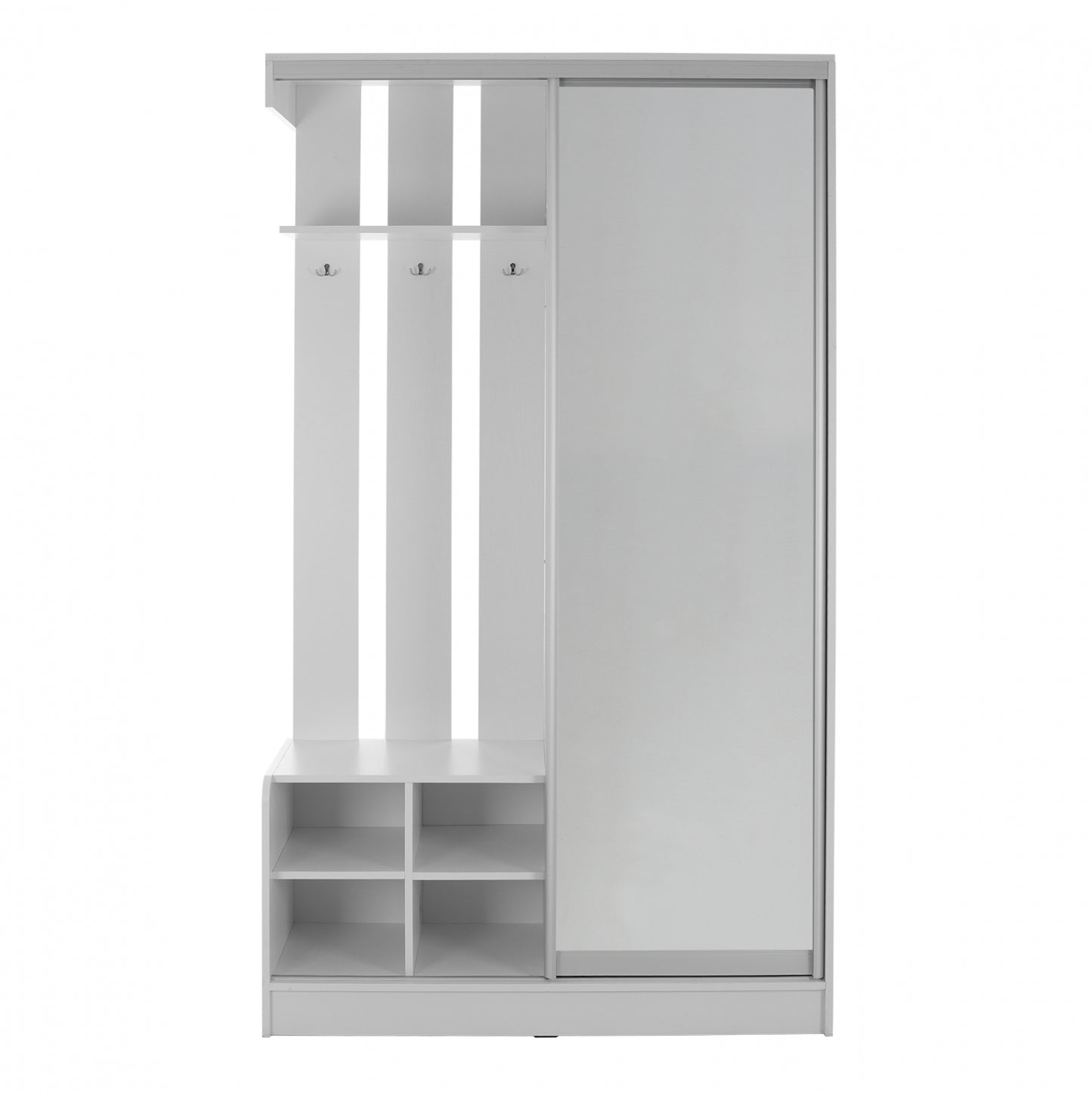 DULCE WHITE ENTRANCE FURNITURE WITH SLIDING WARDROBE & MIRROR 118x45x210