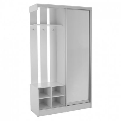 DULCE WHITE ENTRANCE FURNITURE WITH SLIDING WARDROBE & MIRROR 118x45x210