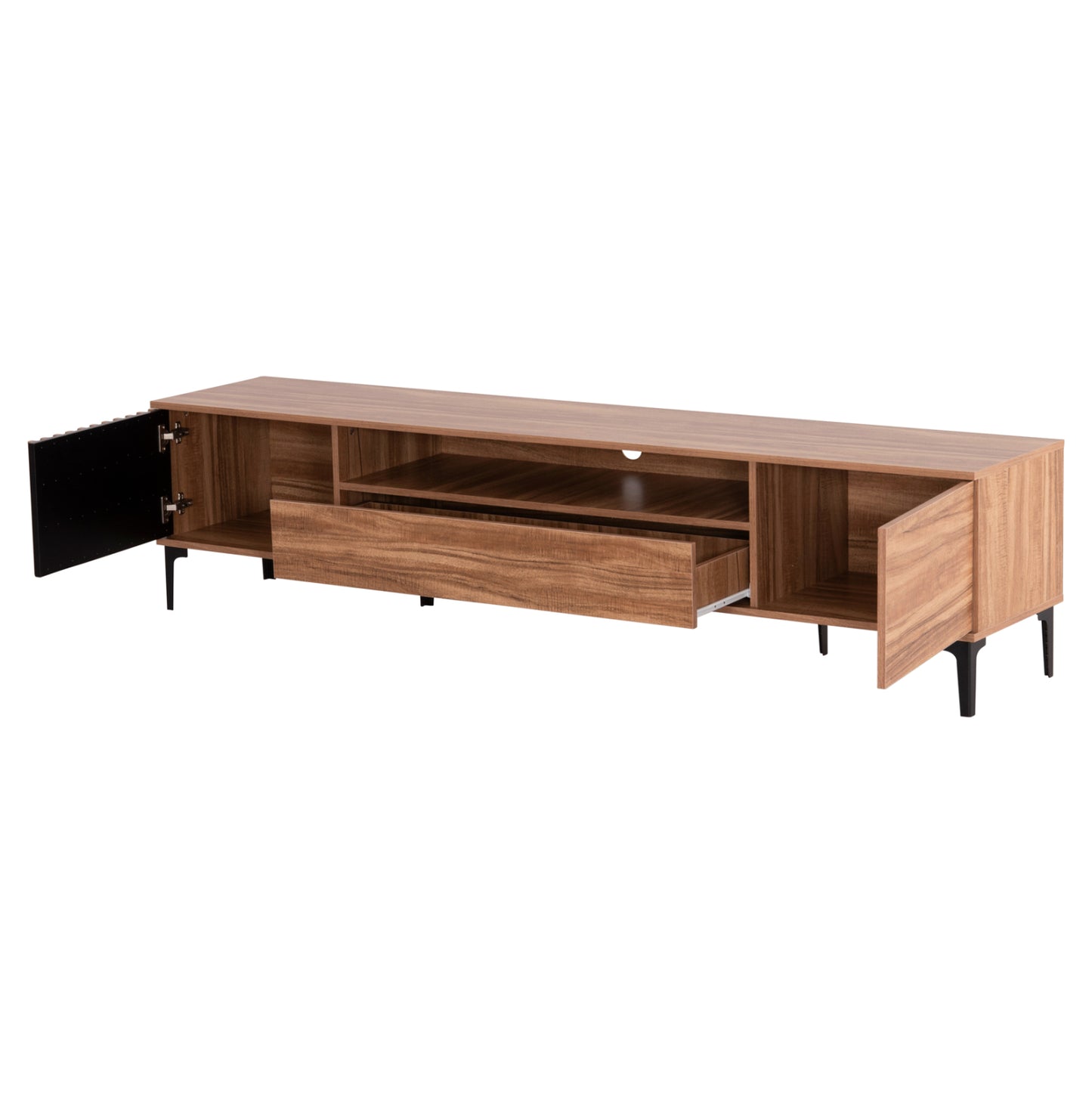 TV STAND HARRY MELAMINE NATURAL WOOD BLACK 200x40x47.5