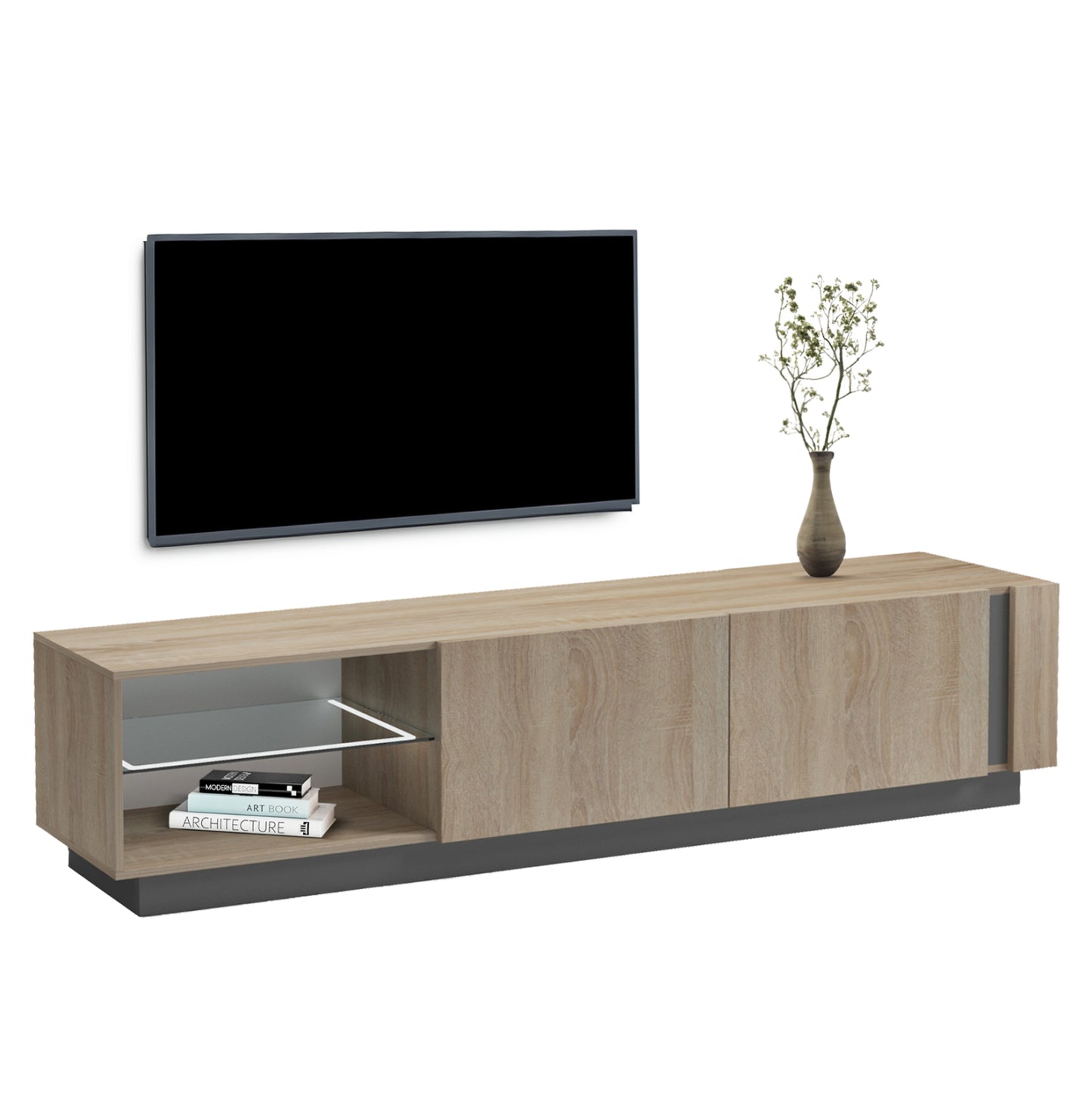 ΕΠΙΠΛΟ ΤΗΛΕΟΡΑΣΗΣ NOURISHE ΜΕΛΑΜΙΝΗ SONAMA ΓΚΡΙ 186x35x46