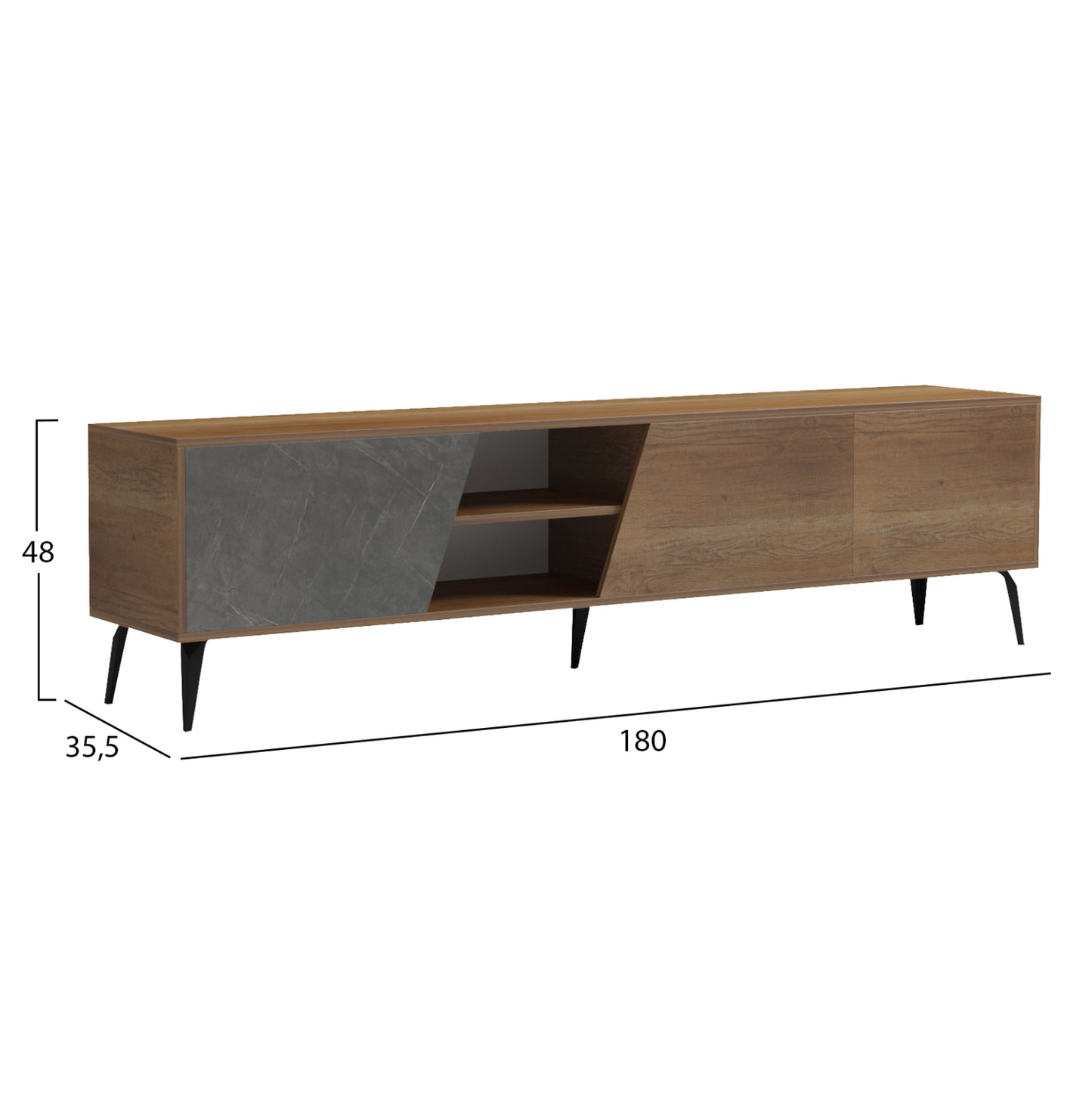ΕΠΙΠΛΟ ΤΗΛΕΟΡΑΣΗΣ CATERRA ΜΕΛΑΜΙΝΗ ΦΥΣΙΚΟ MOORE STONE 180x35.5x48