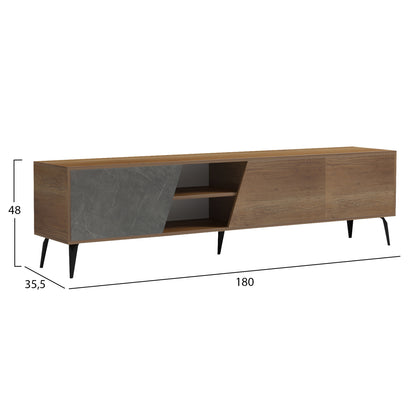 ΕΠΙΠΛΟ ΤΗΛΕΟΡΑΣΗΣ CATERRA ΜΕΛΑΜΙΝΗ ΦΥΣΙΚΟ MOORE STONE 180x35.5x48