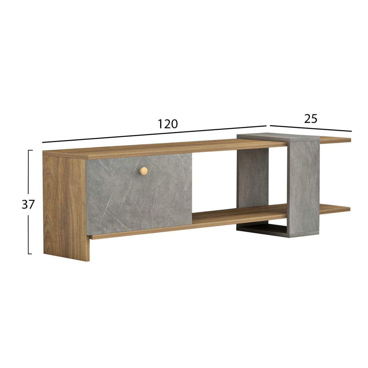 HENRIETTE TV STAND MELAMINE WALNUT STONE TEXTURE 120x28.5x39