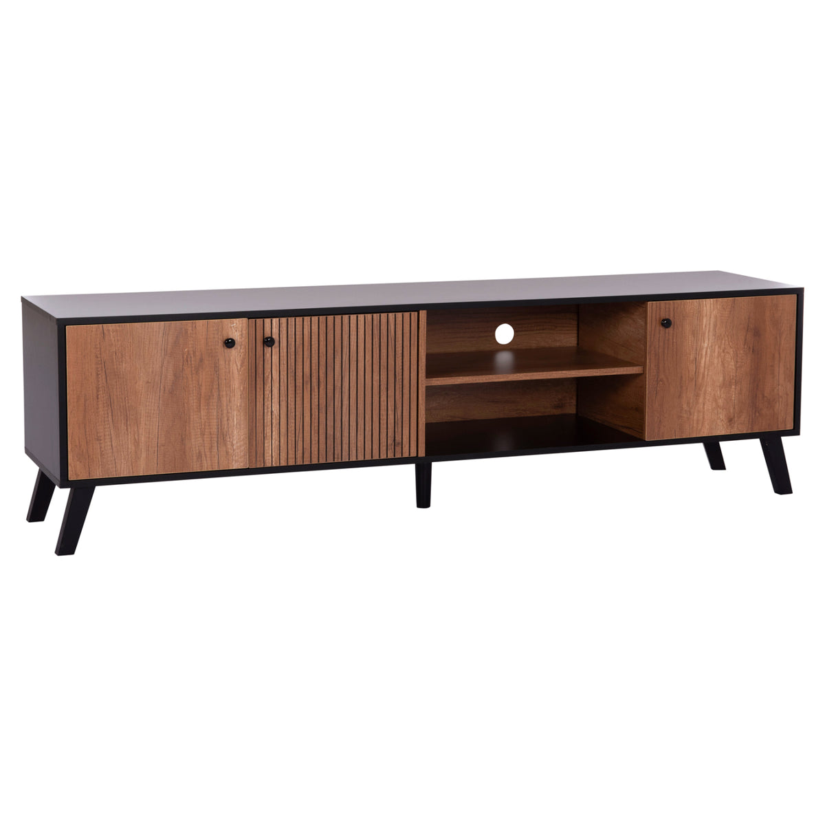 KRUDEN TV STAND MELAMINE IN BLACK NATURAL 180x40x51