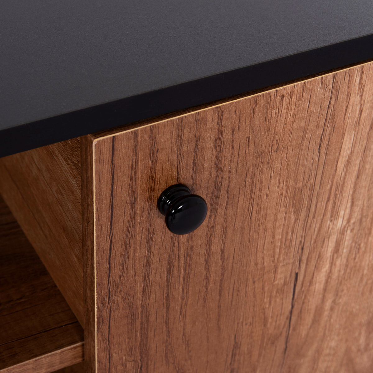 KRUDEN TV STAND MELAMINE IN BLACK NATURAL 180x40x51
