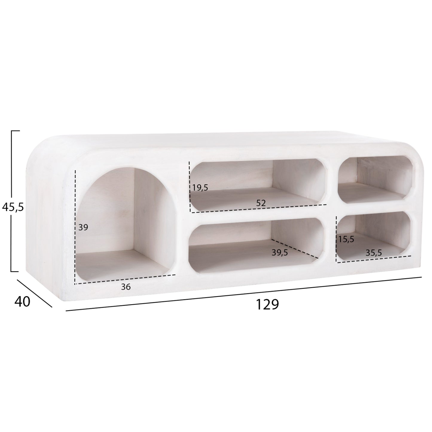 ΕΠΙΠΛΟ ΤΗΛΕΟΡΑΣΗΣ HANDYR ΜΑΣΙΦ ΞΥΛΟ MANGO ΣΕ ΛΕΥΚΟ 130x40x45