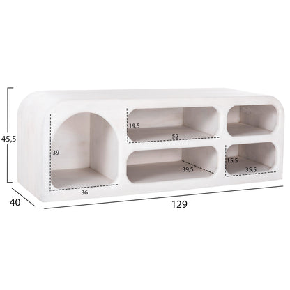 ΕΠΙΠΛΟ ΤΗΛΕΟΡΑΣΗΣ HANDYR ΜΑΣΙΦ ΞΥΛΟ MANGO ΣΕ ΛΕΥΚΟ 130x40x45