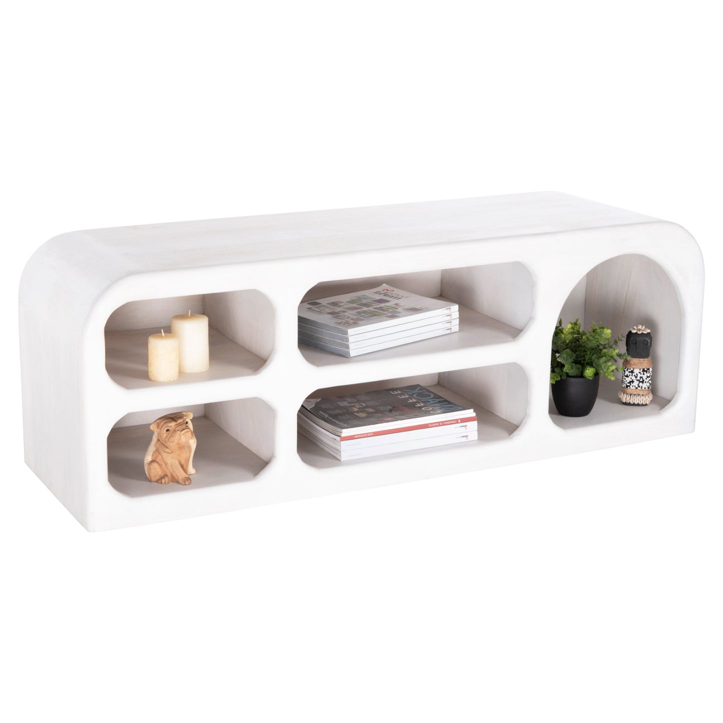 ΕΠΙΠΛΟ ΤΗΛΕΟΡΑΣΗΣ HANDYR ΜΑΣΙΦ ΞΥΛΟ MANGO ΣΕ ΛΕΥΚΟ 130x40x45