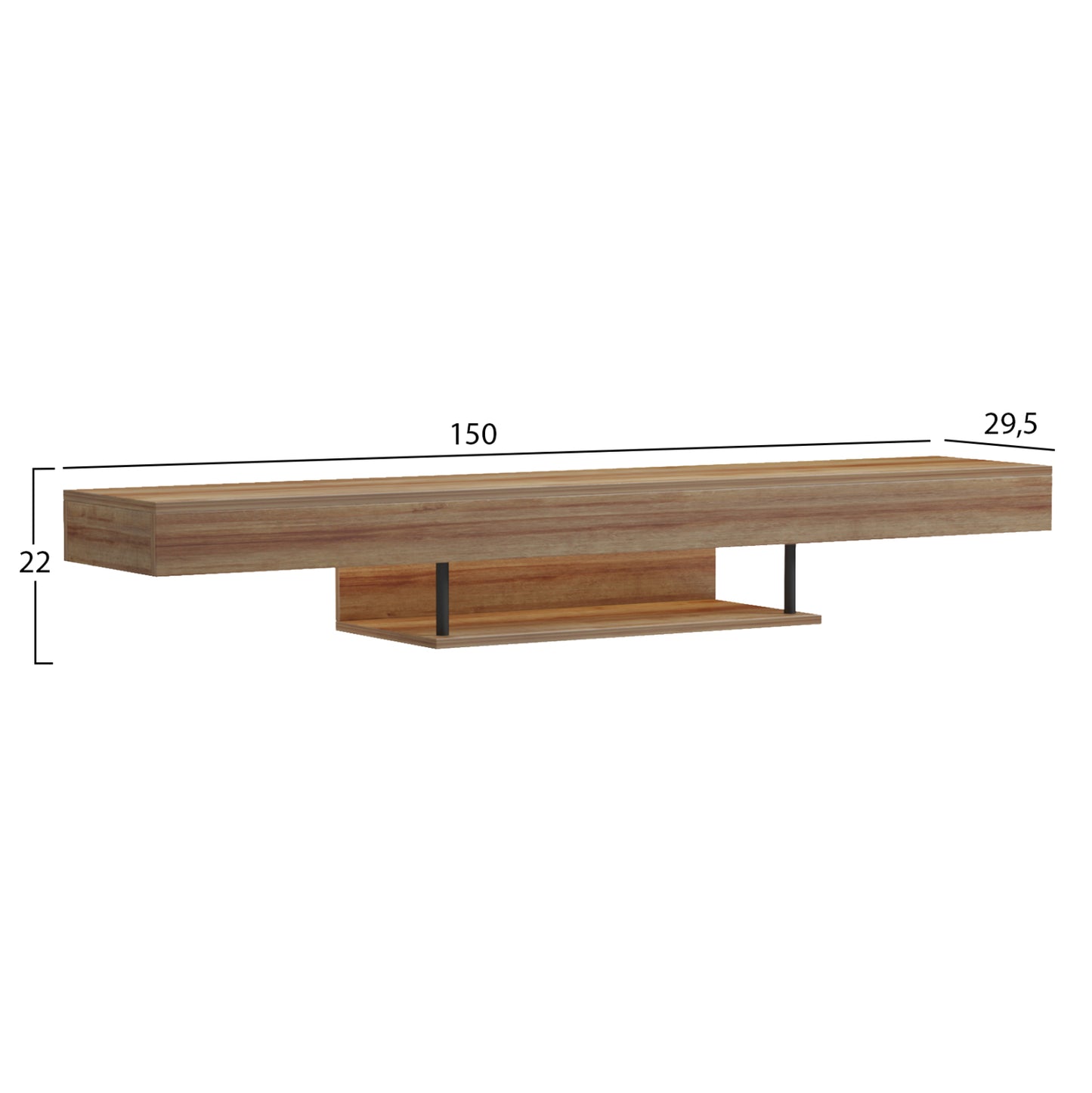 ΕΠΙΠΛΟ ΤΗΛΕΟΡΑΣΗΣ ΤΟΙΧΟΥ ME LED SAVOR ΜΕΛΑΜΙΝΗ ΣΕ OAK 150x29,5x22