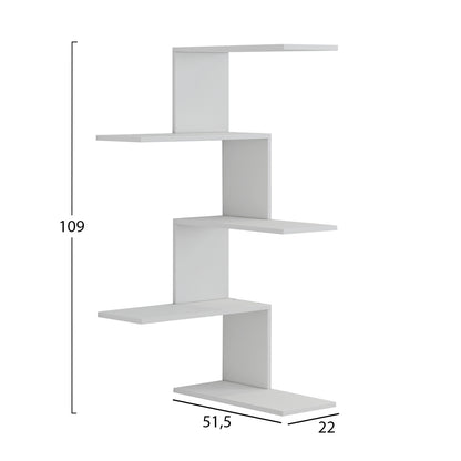 RORY WALL SHELF MELAMINE IN WHITE 22x51.5x109