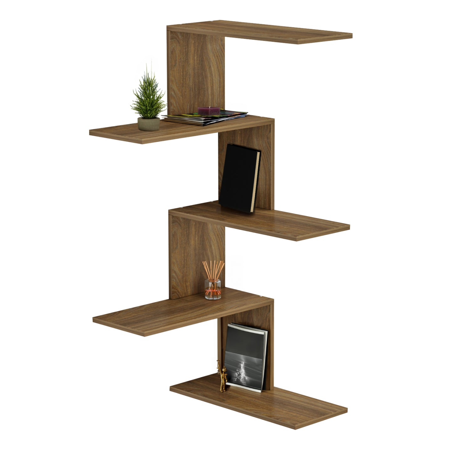 WALL SHELF RORY MELAMINE IN DARK NATURAL 22x51.5x109