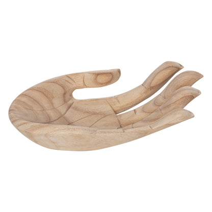 TABLETOP DECORATIVE HAND SOLID ALBESIA WOOD IN NATURAL 30x20x10