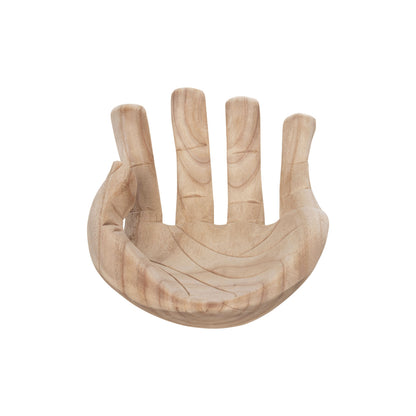 TABLETOP DECORATIVE HAND SOLID ALBESIA WOOD IN NATURAL 30x20x10