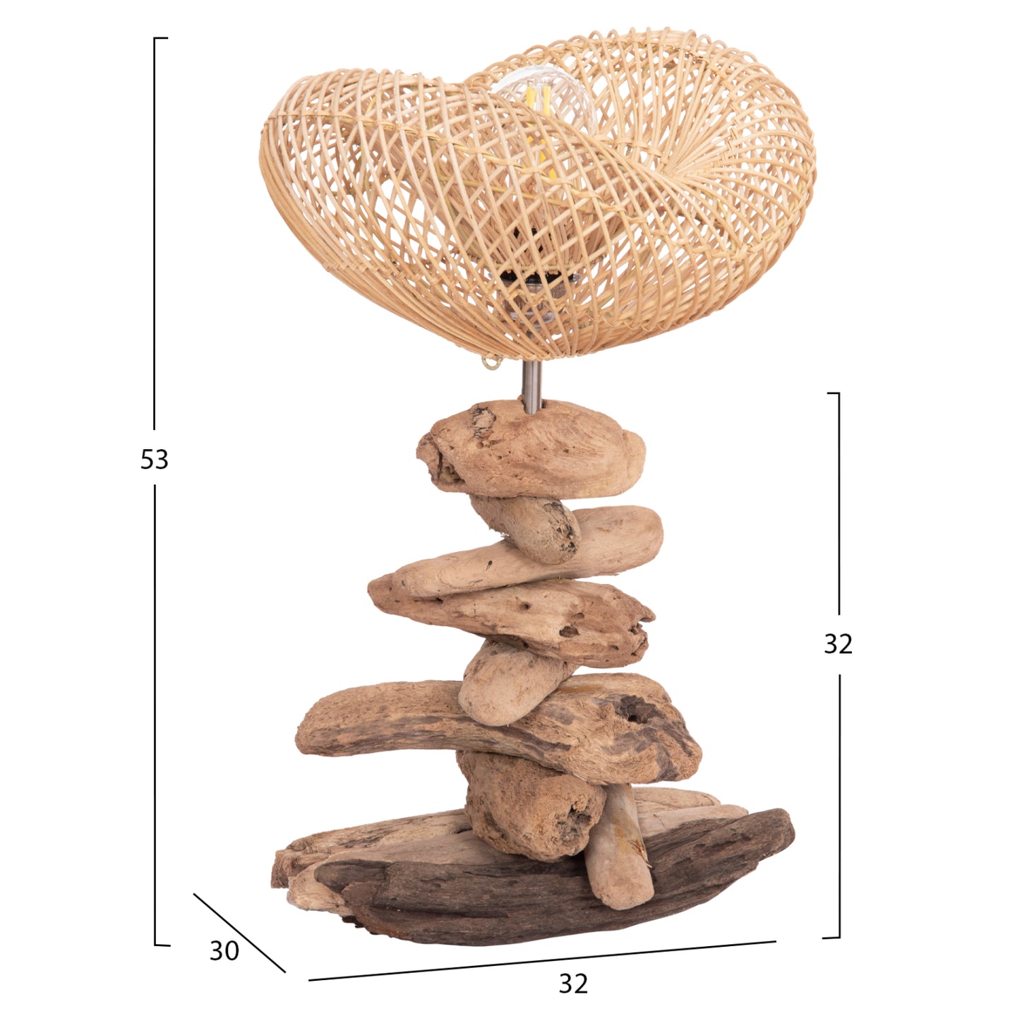 ΕΠΙΤΡΑΠΕΖΙΟ ΔΙΑΚΟΣΜΗΤΙΚΟ ΦΩΤΙΣΤΙΚΟ IVAR DRIFTWOOD & RATTAN 32x30x53