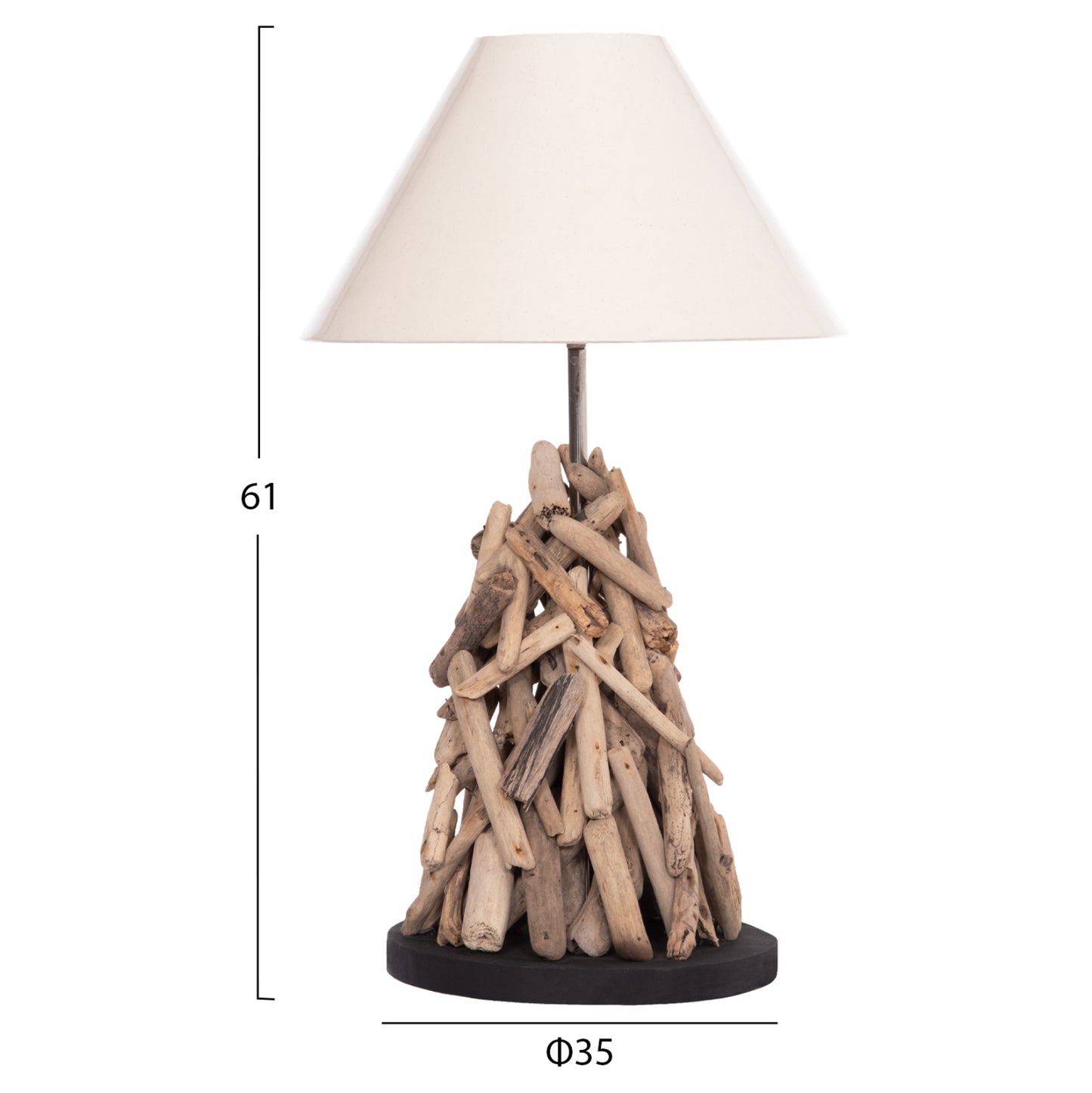 ΕΠΙΤΡΑΠΕΖΙΟ ΦΩΤΙΣΤΙΚΟ TWIGGY DRIFTWOOD & ΛΕΥΚΟ ΚΑΠΕΛΟ Φ35x61