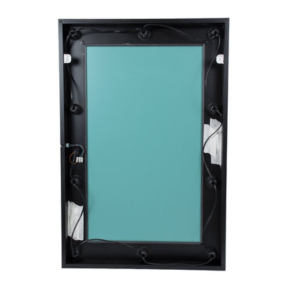 MAKEUP MIRROR-60x90-5 Μοντέρνος Καθρέπτης Μακιγιάζ με Πλαίσιο Φυσικού Ξύλου με Διακόπτη On/Off 10 x E27 AC220-240V - Μ60 x Π7 x Υ90cm - Μαύρος Έβενος