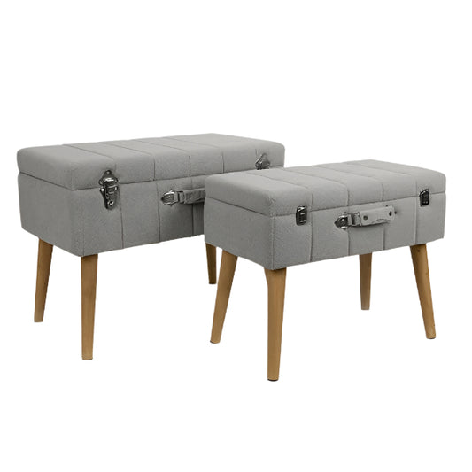 ΣΚΑΜΠΟ ΒΕΛΟΥΔΟ ΓΚΡΙ ΞΥΛΙΝΑ ΠΟΔΙΑ ΣΧΕΔΙΟ ΒΑΛΙΤΣΑ ΣΕΤ 2 ΤΜΧ S:52x31x43 L:62x36x48