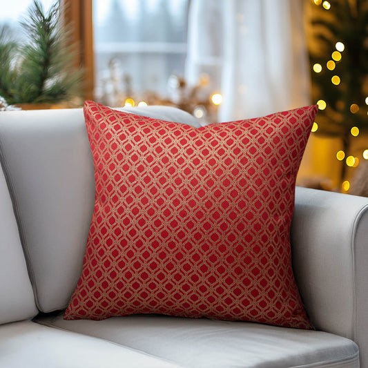 Μαξιλαροθήκη Ζακάρ Οριεντάλ Κόκκινο-Χρυσό 45x45εκ