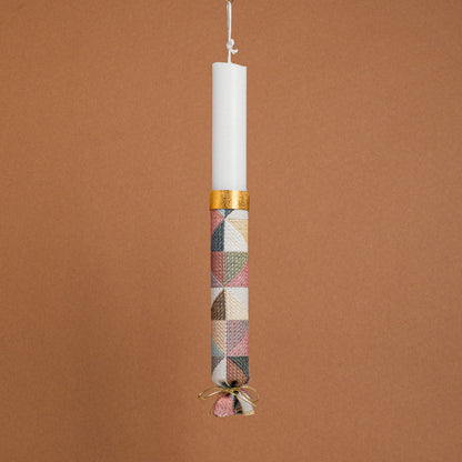 Λαμπάδα Στολισμένη Στόφα Ινδικά Τρίγωνα σε Συσκευασία Δώρου