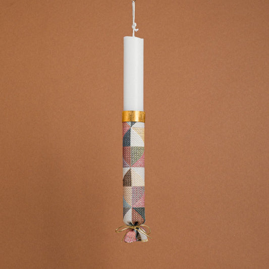 Λαμπάδα Στολισμένη Στόφα Ινδικά Τρίγωνα σε Συσκευασία Δώρου