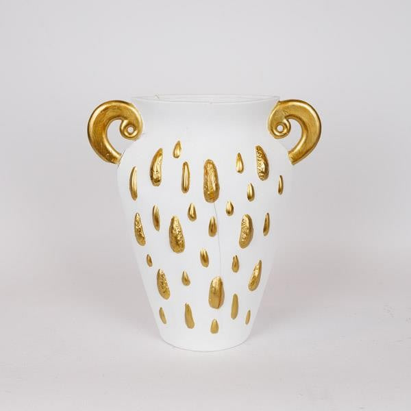 ΒΑΖΟ ΚΕΡΑΜΙΚΟ ΛΕΥΚΟ-ΧΡΥΣΟ 33.5x15.2x37.5