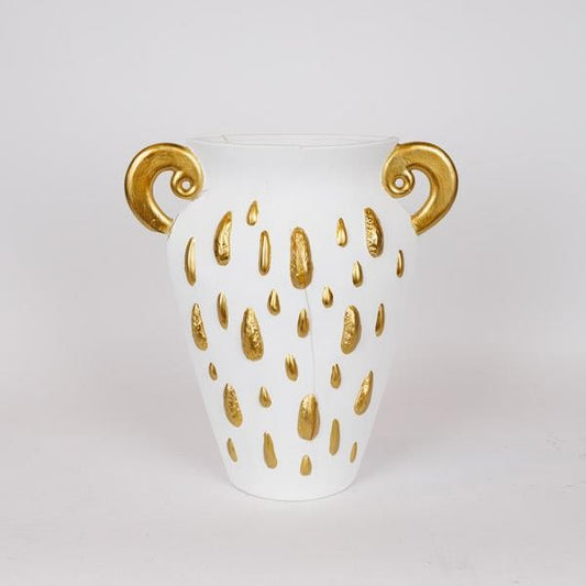 ΒΑΖΟ ΚΕΡΑΜΙΚΟ ΛΕΥΚΟ-ΧΡΥΣΟ 33.5x15.2x37.5