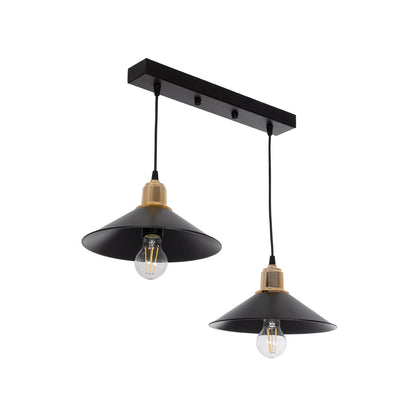 LUCANA 201-0043 Vintage Κρεμαστό Φωτιστικό Οροφής με Ντουί 2 x E27 AC 220-240V IP20 - Μαύρο & Χρυσό - Μ57 x Π25 x Υ26