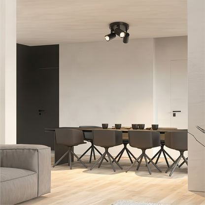 SPOTA KLV-101-0144 Κινούμενο Φωτιστικό Σποτ Οροφής για 3 Λάμπες MR16 με Ντουί GU10 AC 220-240V IP20 - Μαύρο Ματ - Μ19 x Π19 x Υ14