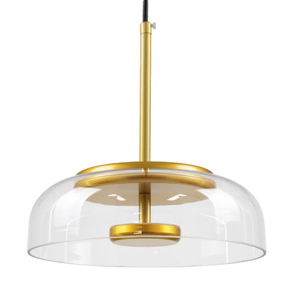 CHARLOTTE 00742 Μοντέρνο Κρεμαστό Φωτιστικό Οροφής Μονόφωτο Διάφανο Γυάλινο Χρυσό Μεταλλικό CREE LED 5W 500lm 180° AC 85-265V Θερμό Λευκό 2700K Φ23 x Υ23cm