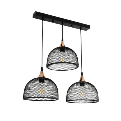 GLIND 201-0082 Vintage Κρεμαστό Φωτιστικό Οροφής με Ντουί 3 x E27 AC 220-240V IP20 - Μαύρο - Μ55 x Π25 x Υ70