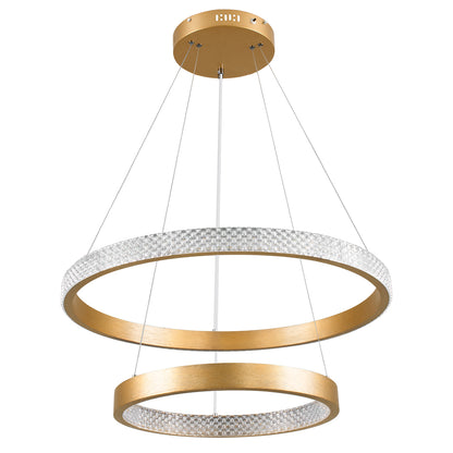 DIAMOND DUO 61151-DECO Κρεμαστό Φωτιστικό Δαχτυλίδι-Κύκλος LED CCT 75W 8743lm 360° AC 220-240V - Εναλλαγή Φωτισμού μέσω Τηλεχειριστηρίου All In One Ψυχρό 6000k+Φυσικό 4500k+Θερμό 2700k Dimmable Φ40+60cm - Χρυσό Βούρτσας