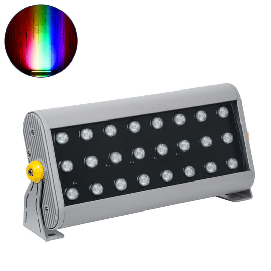 FLOOD-HENA 90643 Προβολέας Wall Washer για Φωτισμό Κτιρίων LED 48W 4800lm 30° DC 24V Αδιάβροχο IP65 Μ39 x Π6 x Υ17cm Πολύχρωμο RGB DMX512 - Ασημί