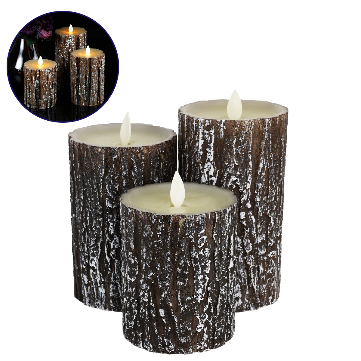 EVERFLAME 79562 Διακοσμητικό Κερί Παραφίνης με IR Ασύρματο Χειριστήριο LED 0.5W 30lm 120° DC 3.2V με 2xAA Μπαταρίες IP20 Θερμό Λευκό 2700K Dimmable - Μ7.5 x Π7.5 x Υ15cm - Πακέτο 3 Τεμαχίων