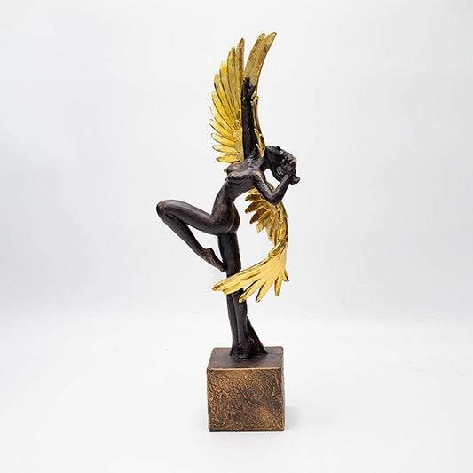 ΓΥΝΑΙΚΑ ΜΕ ΦΤΕΡΑ ΠΟΛΥΡΕΖΙΝ ΧΡΥΣΗ - ΜΑΥΡΗ 13.5x7.5x37