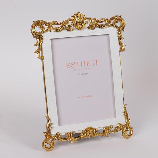 ΚΟΡΝΙΖΑ 15x20εκ ΠΟΛΥΡΕΖΙΝ ΛΕΥΚΗ - ΧΡΥΣΗ 22.4x30x1.9