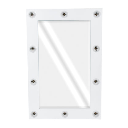 MAKEUP MIRROR-60x90-4 Μοντέρνος Καθρέπτης Μακιγιάζ με Πλαίσιο Φυσικού Ξύλου με Διακόπτη On/Off 10 x E27 AC220-240V - Μ60 x Π7 x Υ90cm - Λευκή Λάκα