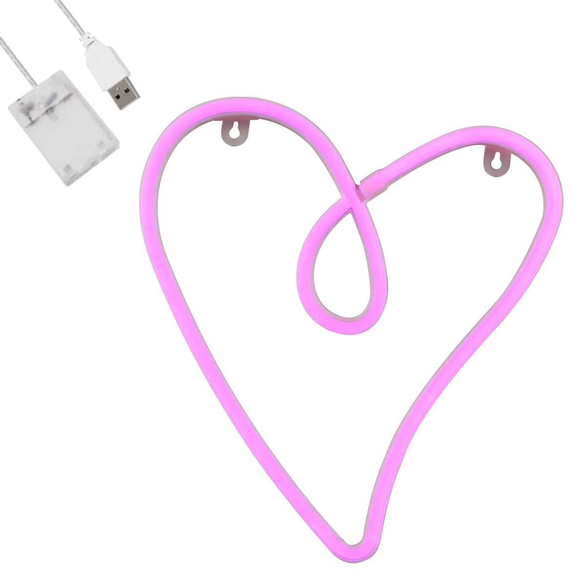 78594 Φωτιστικό Ταμπέλα Φωτεινή Επιγραφή NEON LED Σήμανσης CALLIGRAPHIC HEART LINE 5W με Καλώδιο Τροφοδοσίας USB - Μπαταρίας 3xAAA (Δεν Περιλαμβάνονται) - Ροζ