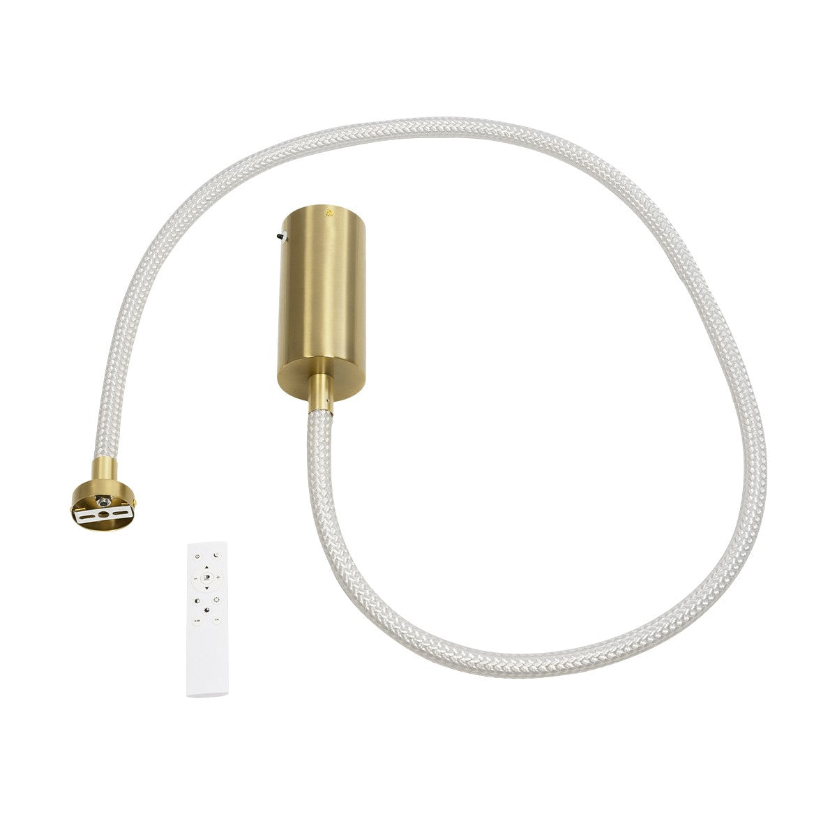 GLOW KLV-101-0155 Κρεμαστό Φωτιστικό Οροφής LED 27W 2700lm 360° AC 220-240V IP20 Ρυθμιζόμενο Λευκό CCT με Χειριστήριο από 2700K έως 6000K Dimmable - Lumileds SMD Chip - Χρυσό Πλατίνα - Μ90 x Π9 x Υ95