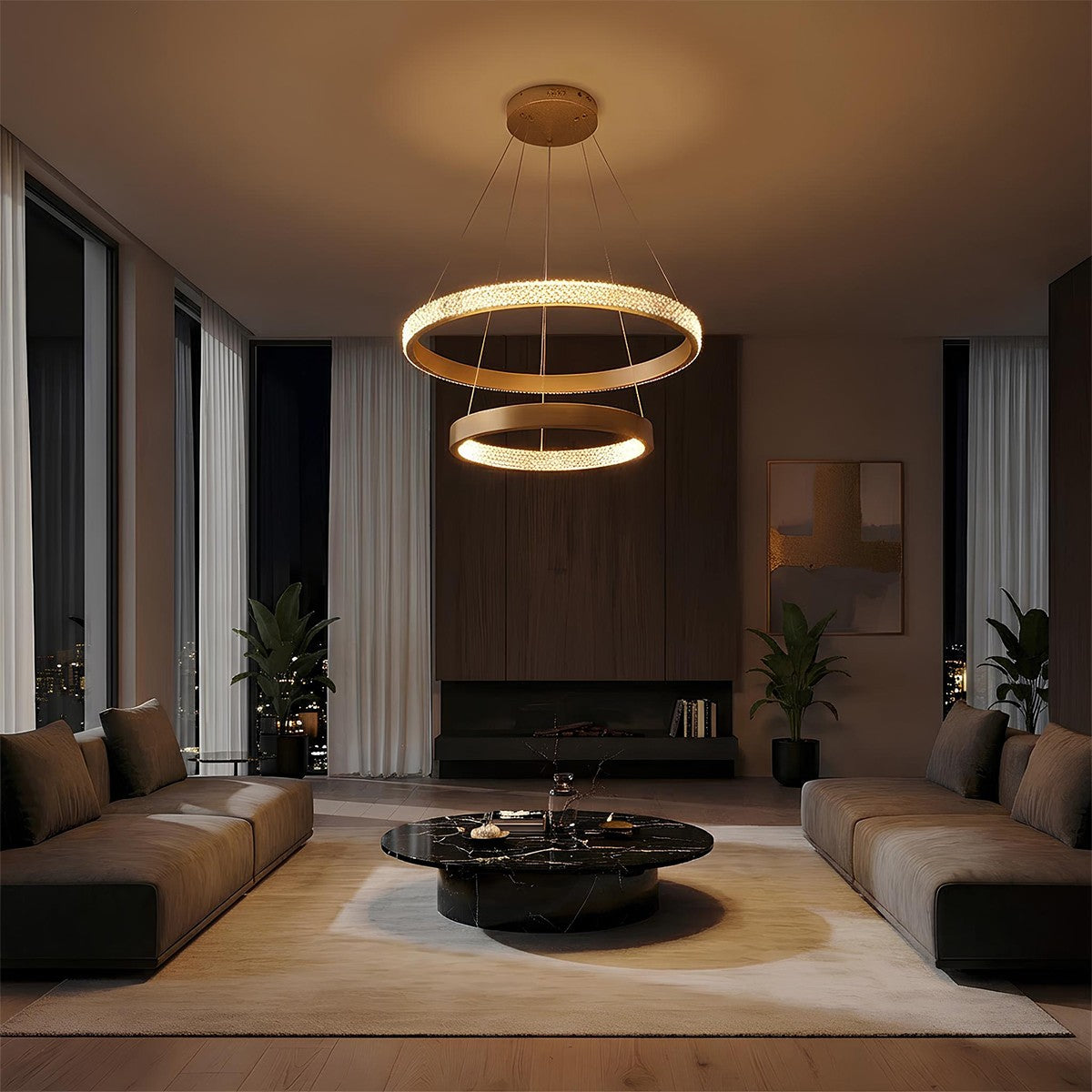 DIAMOND KLV-101-0236 Κρεμαστό Φωτιστικό Οροφής LED 75W 7500lm 360° AC 220-240V IP20 Ρυθμιζόμενο Λευκό CCT με Χειριστήριο από 2700K έως 6000K Dimmable - Lumileds SMD Chip - Χρυσό Πλατίνα - Μ60 x Π60 x Υ40