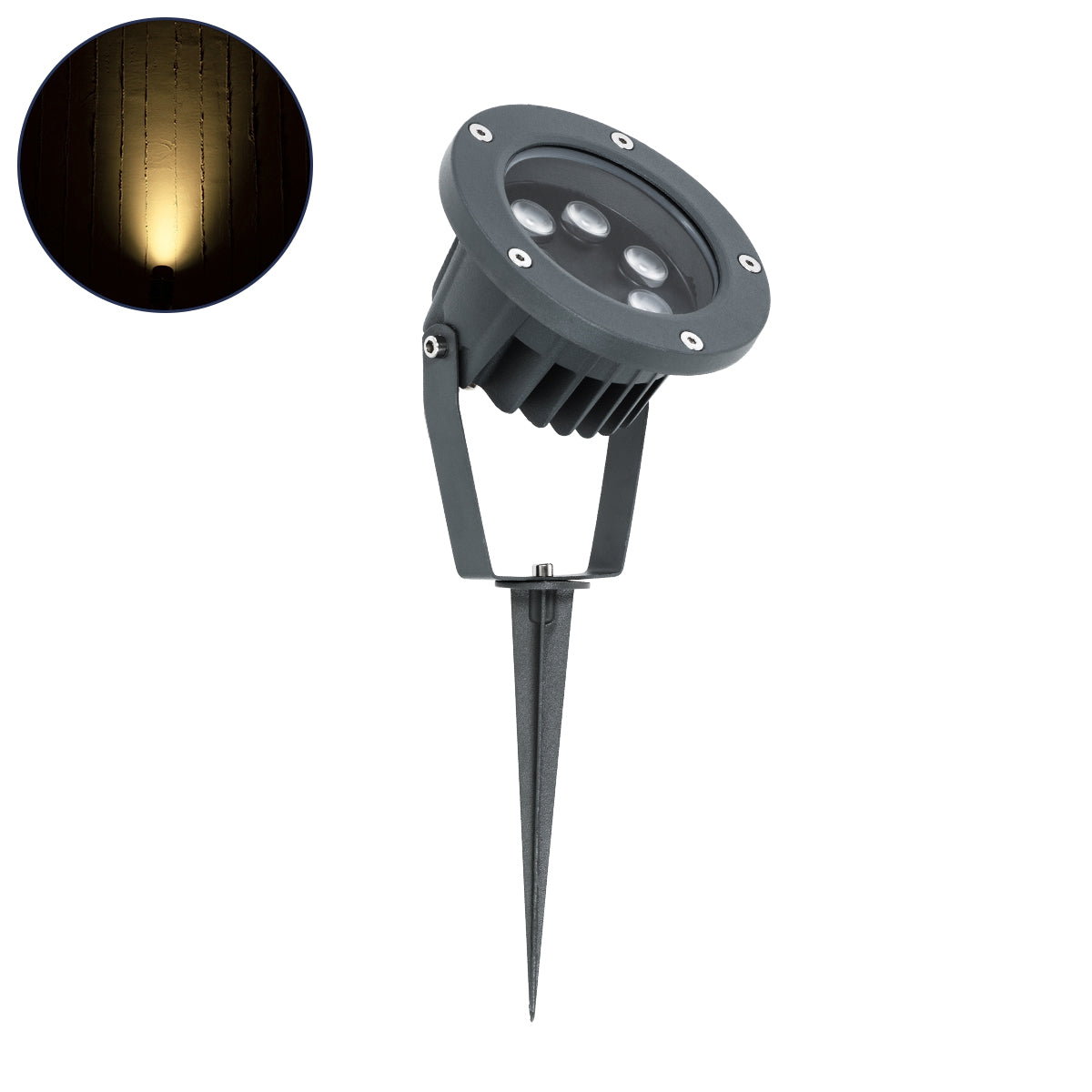 TREELIGHT-TZINA 90354 Σποτ Φωτισμού για Φυτά - Δέντρα με Βάση Κήπου / Καρφωτό LED 6W 660lm 10° DC 24V Αδιάβροχο IP65 Θερμό Λευκό 2700K Dimmable - Γκρι Ανθρακί - Μ14 x Π12.5 x Υ12.5