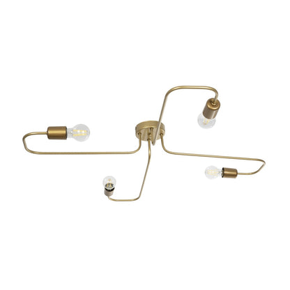 MOORNA 201-0065 Vintage Φωτιστικό Οροφής Πλέγμα Πολύφωτο 4 x E27 IP20 Χρυσό Μέταλλο - Μ97 x Π97 x Υ7