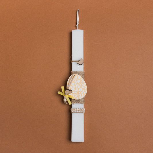 Λαμπάδα 33εκ Φλοράλ Αυγό Κίτρινο σε Συσκευασία Δώρου