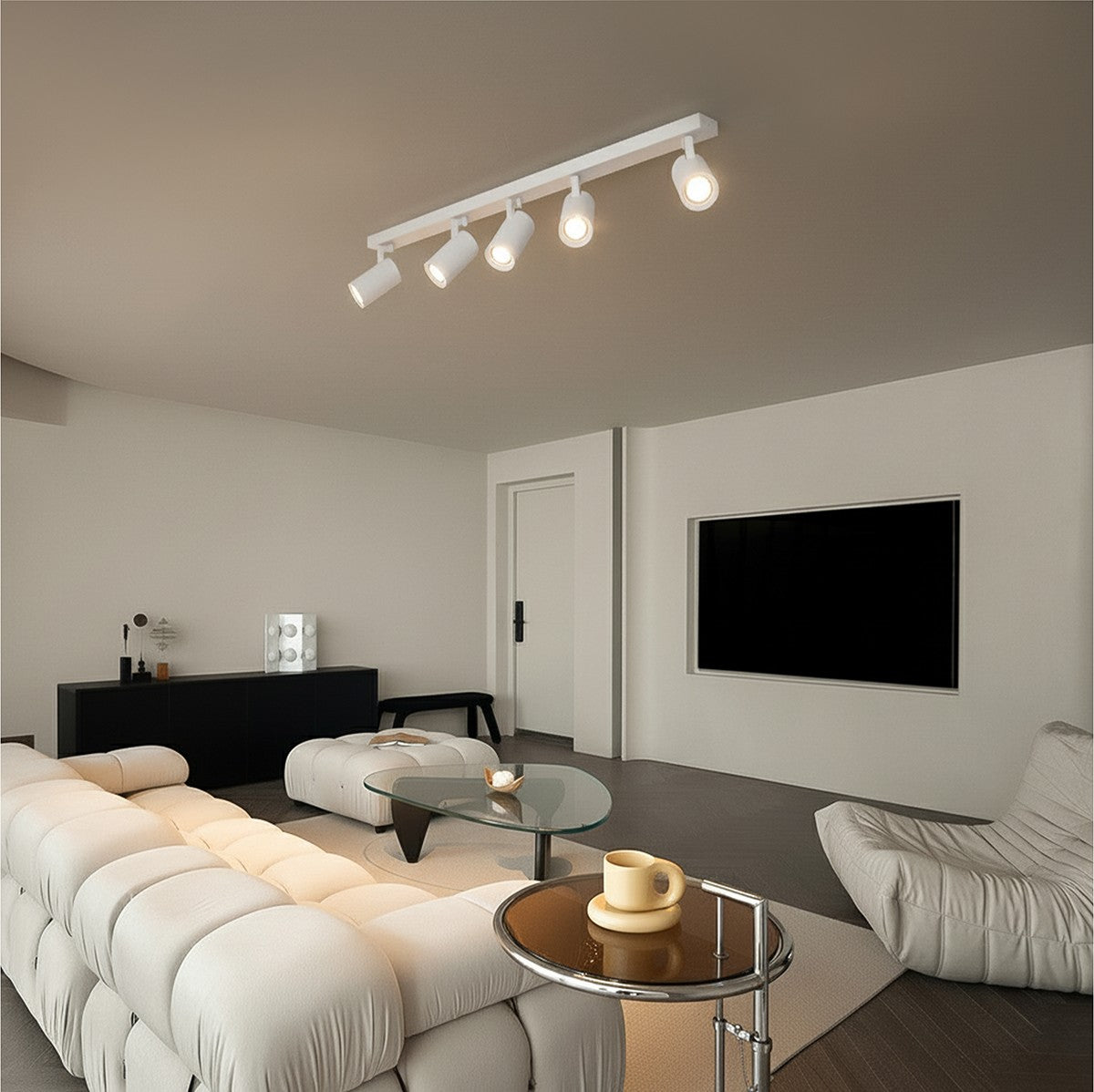 SPOTA KLV-101-0143 Κινούμενο Φωτιστικό Σποτ Οροφής για 5 Λάμπες MR16 με Ντουί GU10 AC 220-240V IP20 - Λευκό Ματ - Μ79.5 x Π6.3 x Υ14