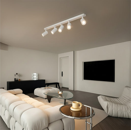 SPOTA KLV-101-0143 Κινούμενο Φωτιστικό Σποτ Οροφής για 5 Λάμπες MR16 με Ντουί GU10 AC 220-240V IP20 - Λευκό Ματ - Μ79.5 x Π6.3 x Υ14